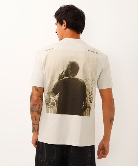 camiseta relaxed de algodão austin post malone bege