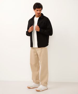 calça skater de sarja bege