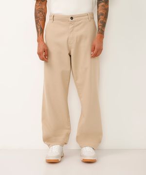 calça skater de sarja bege