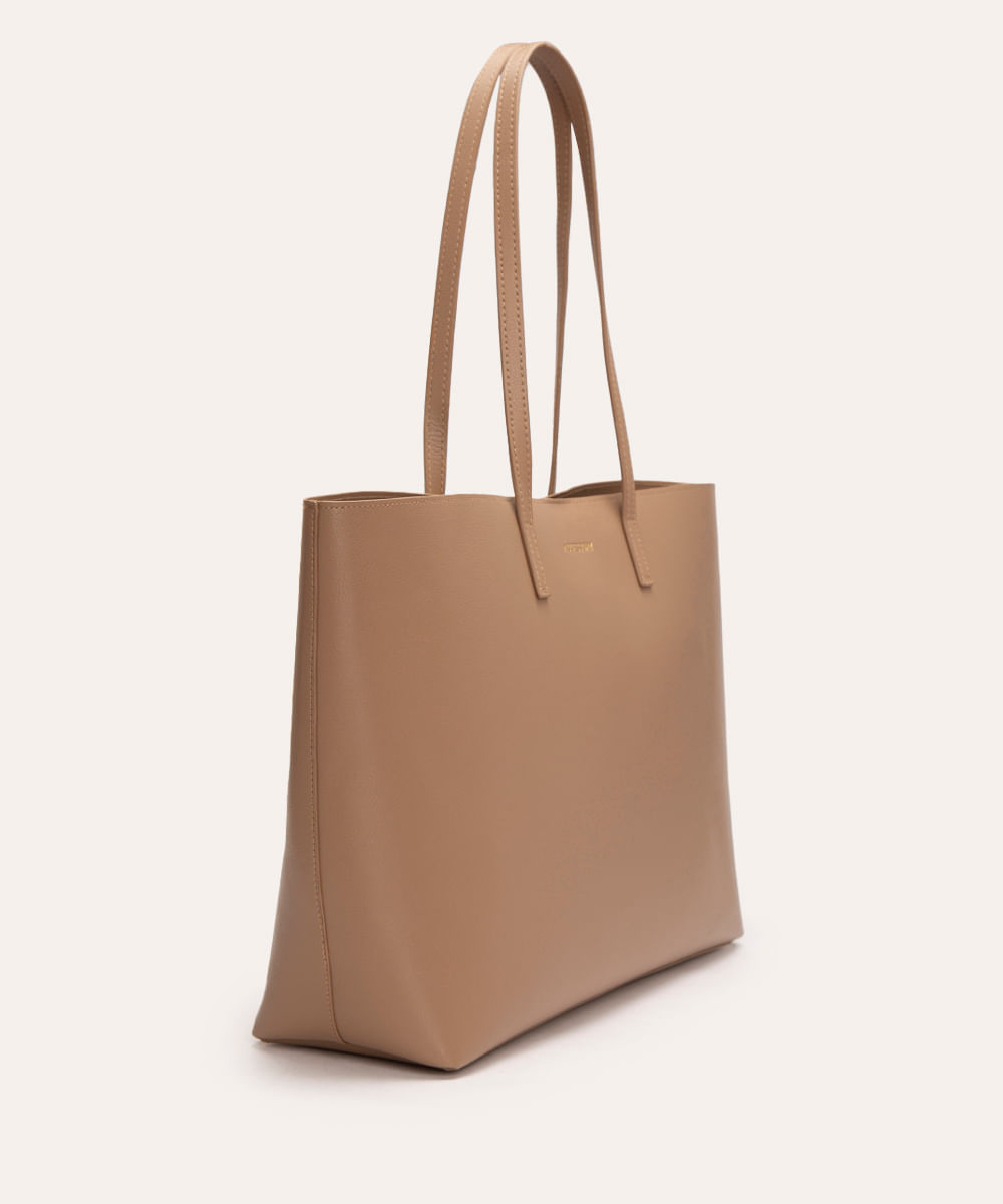 bolsa shopper com carteira bege