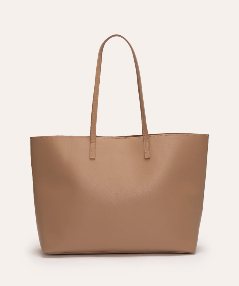 bolsa shopper com carteira bege