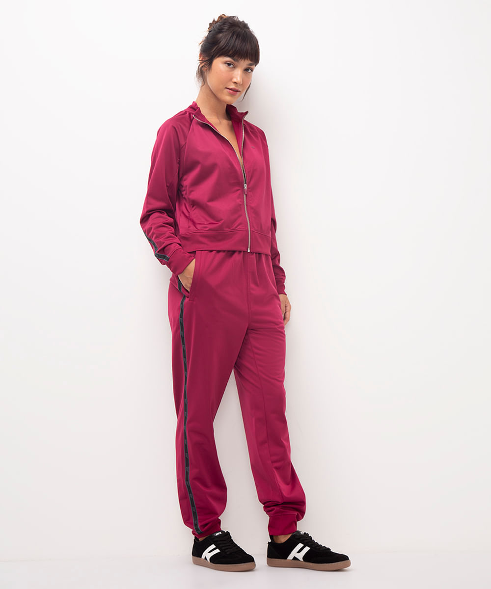 jaqueta cropped esportiva ace vinho