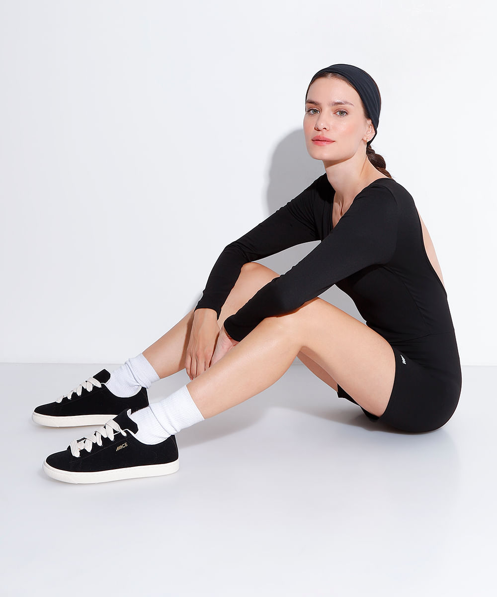 tênis casual suede esportivo preto