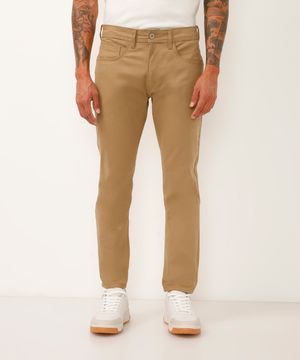 calça de sarja slim comfort kaki