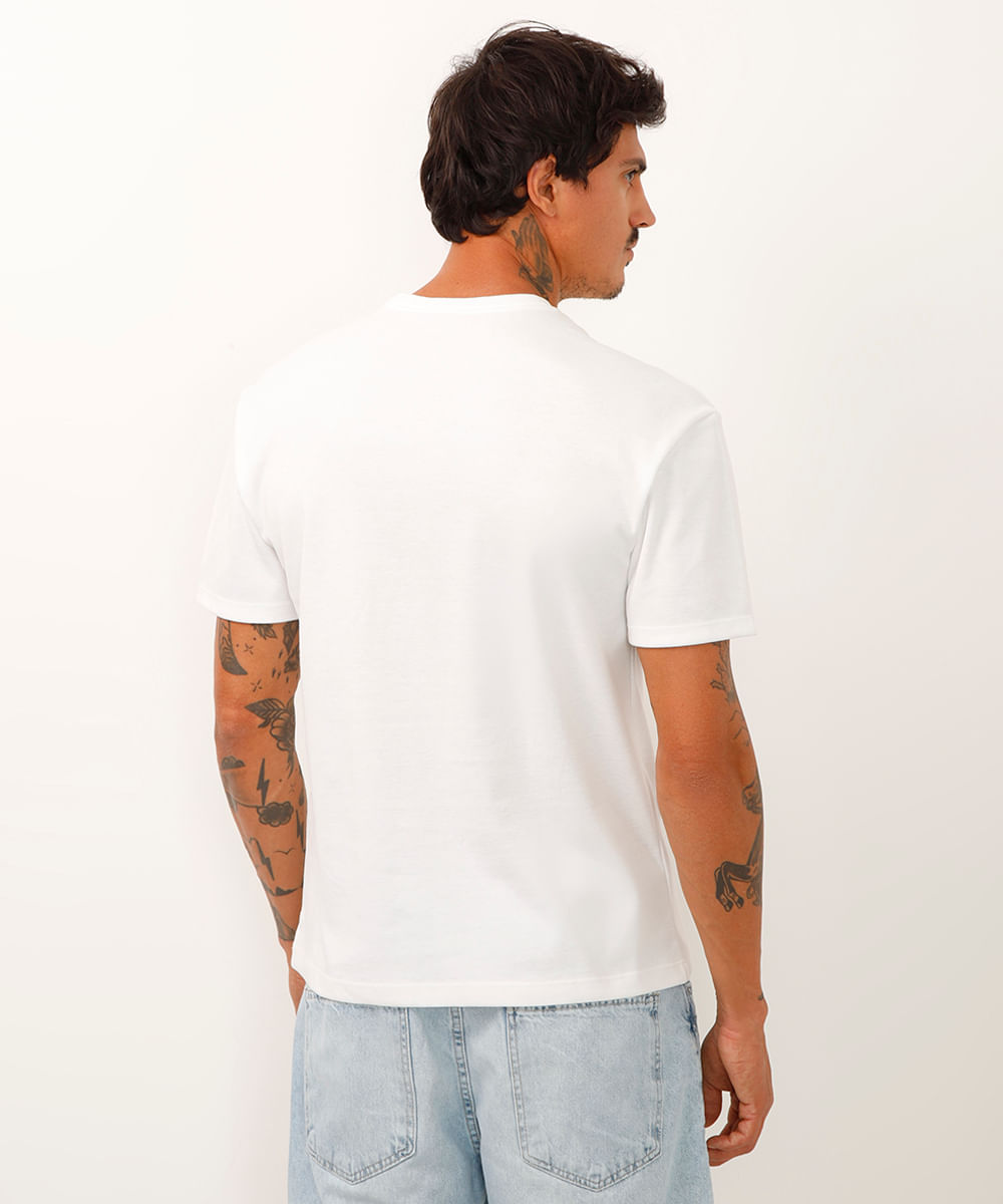 camiseta relaxed listras manga curta off white
