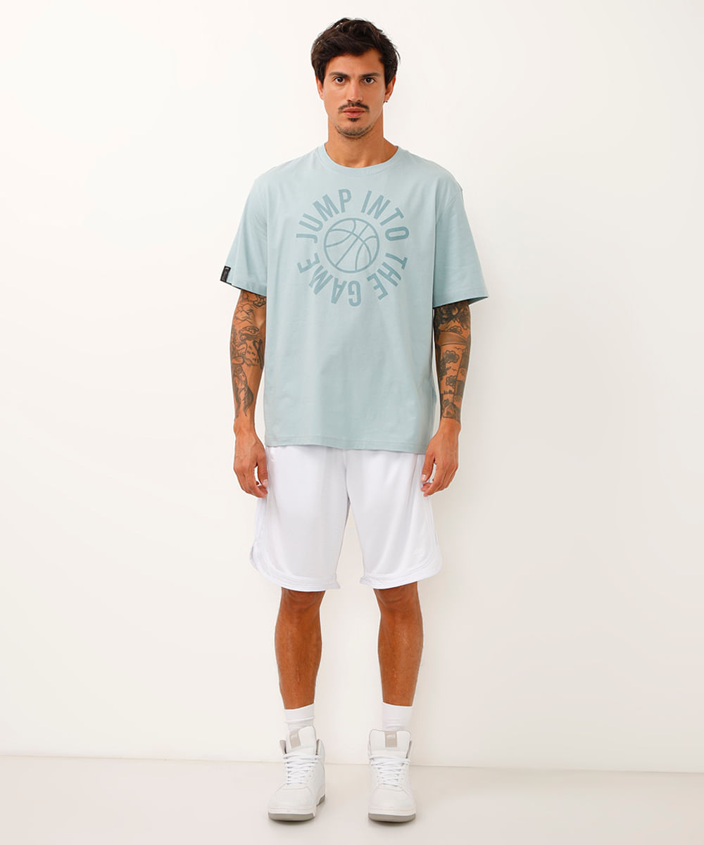 bermuda esportiva masculina com nervuras branca