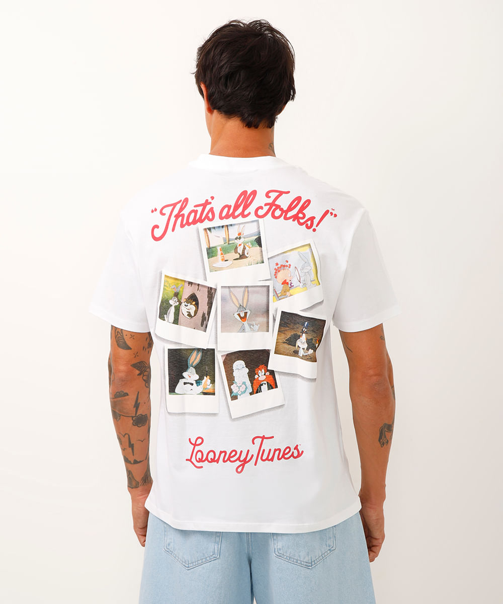 camiseta relaxed de algodão looney tunes off white