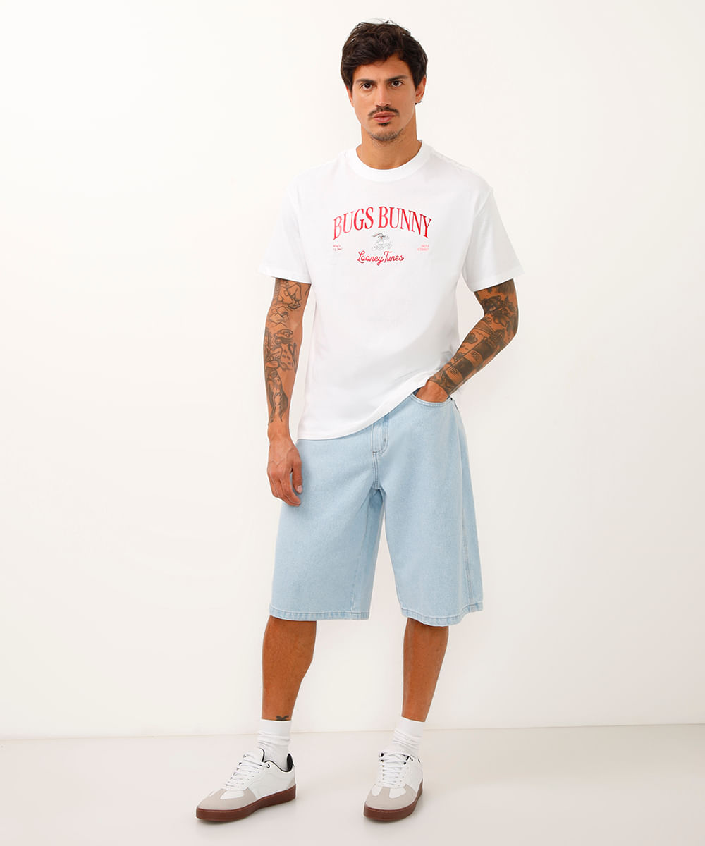 camiseta relaxed de algodão looney tunes off white
