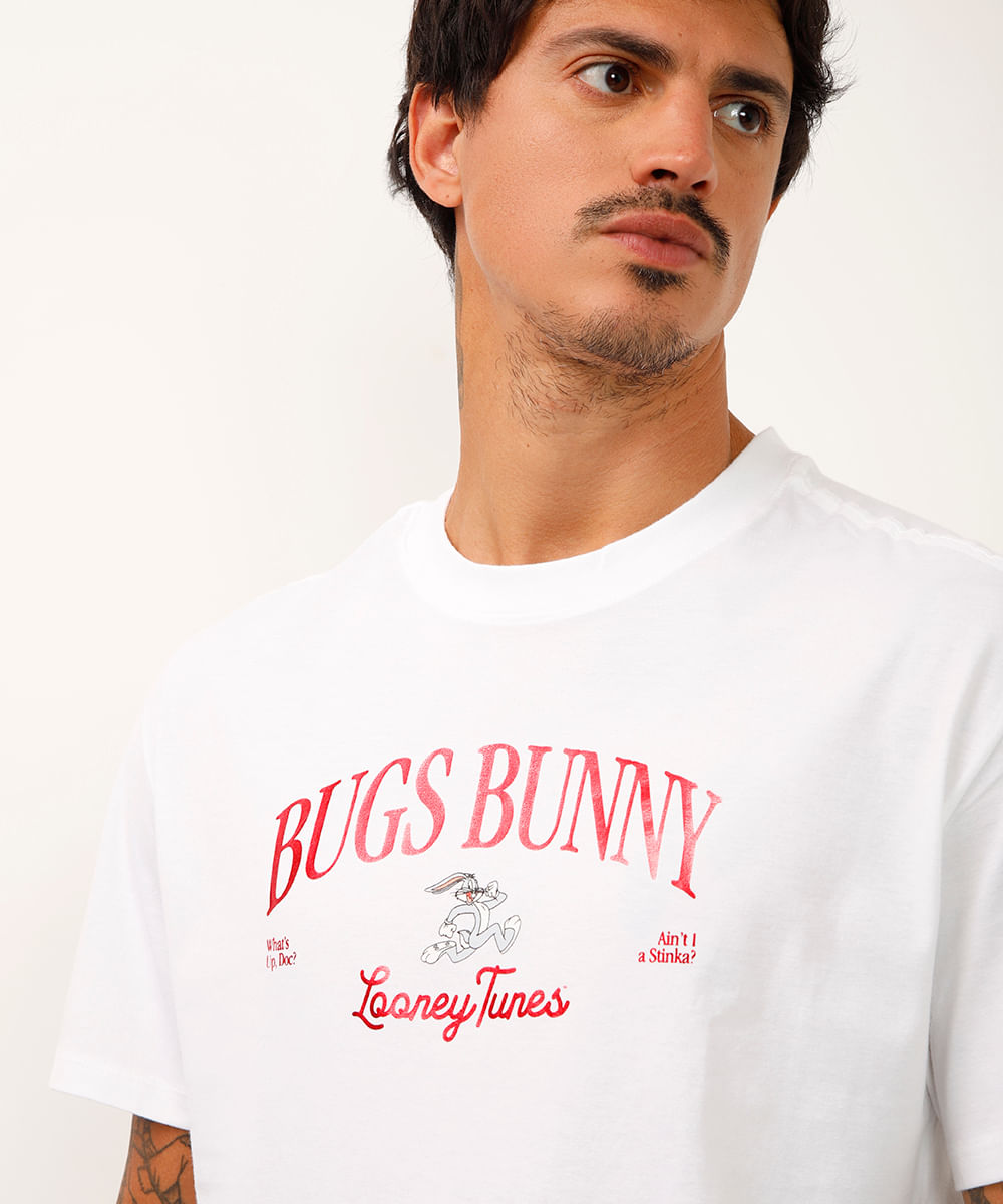 camiseta relaxed de algodão looney tunes off white