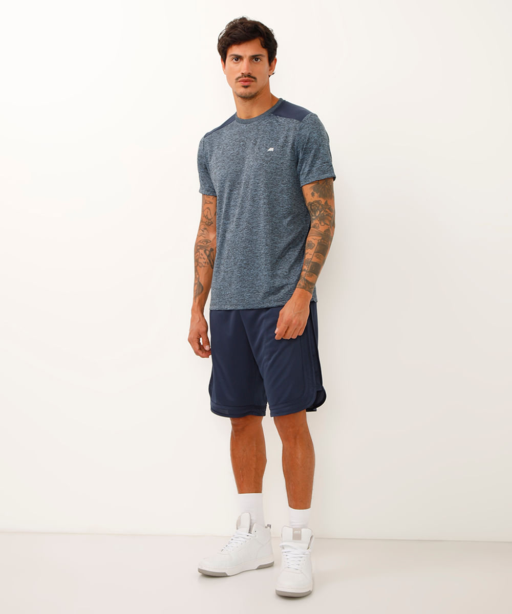 bermuda esportiva masculina com nervuras azul