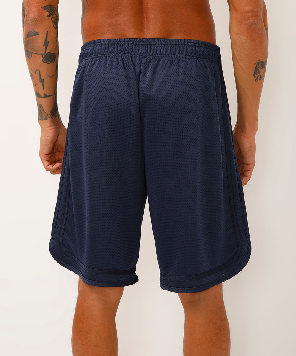 bermuda esportiva masculina com nervuras azul