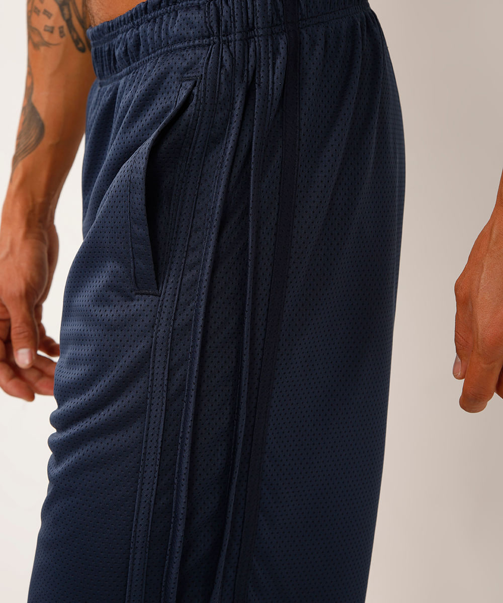 bermuda esportiva masculina com nervuras azul