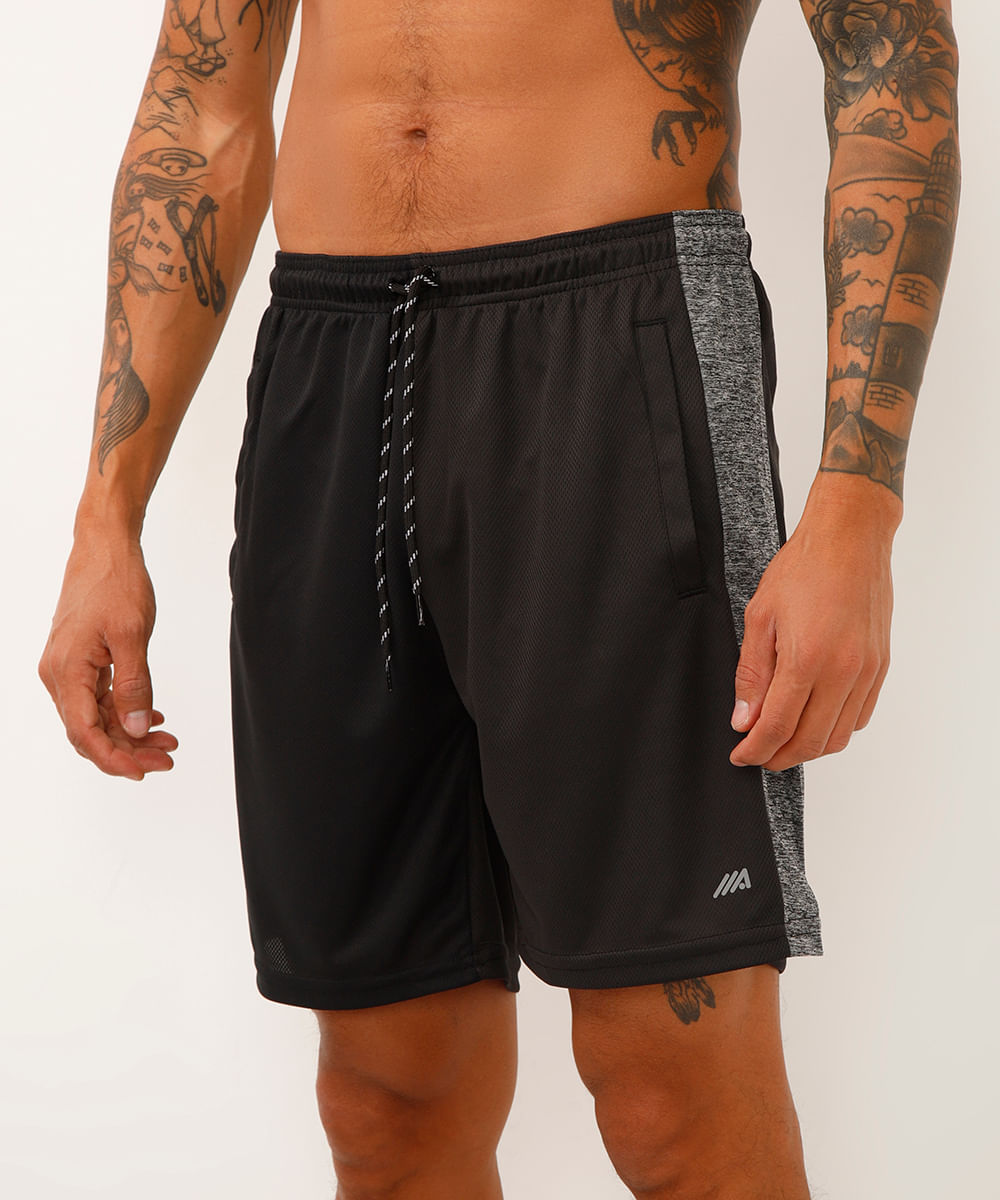 bermuda masculina esportiva listra lateral preta