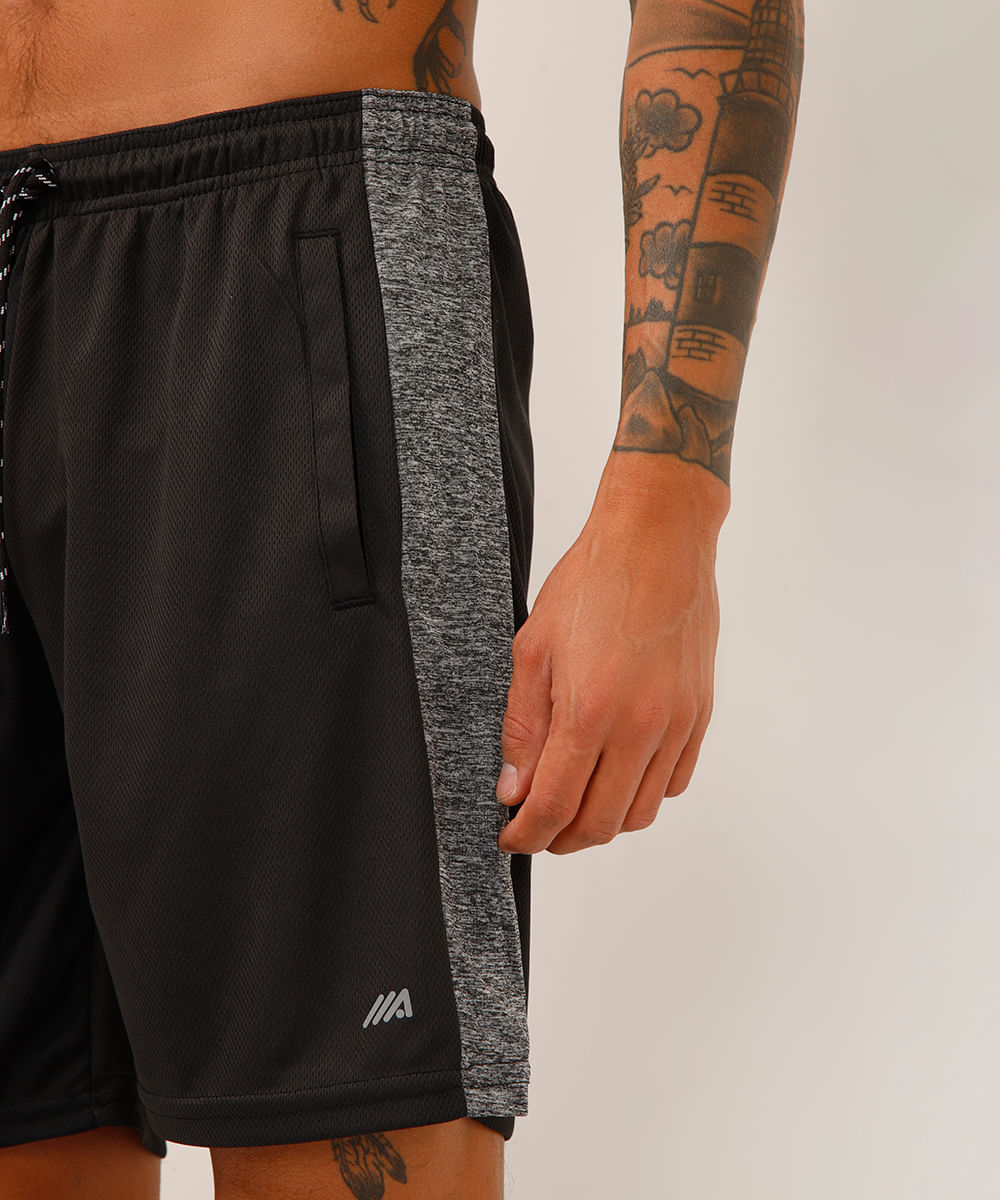 bermuda masculina esportiva listra lateral preta