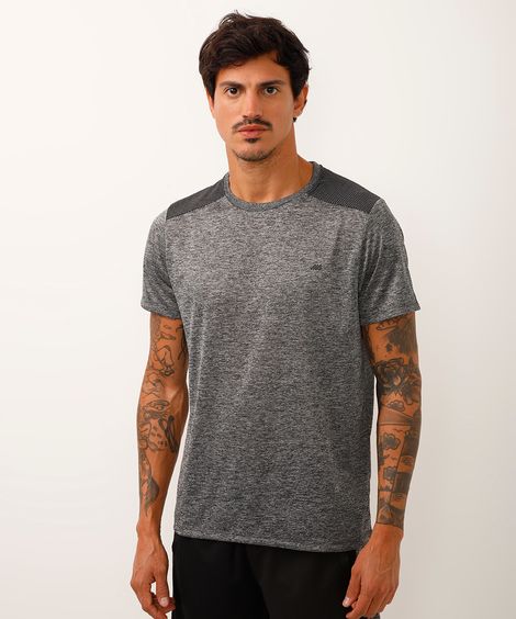 camiseta masculina esportiva com recorte - cinza mescla