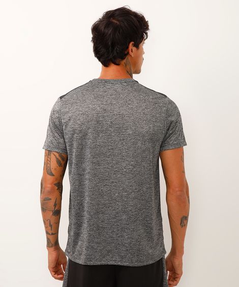 camiseta masculina esportiva com recorte - cinza mescla