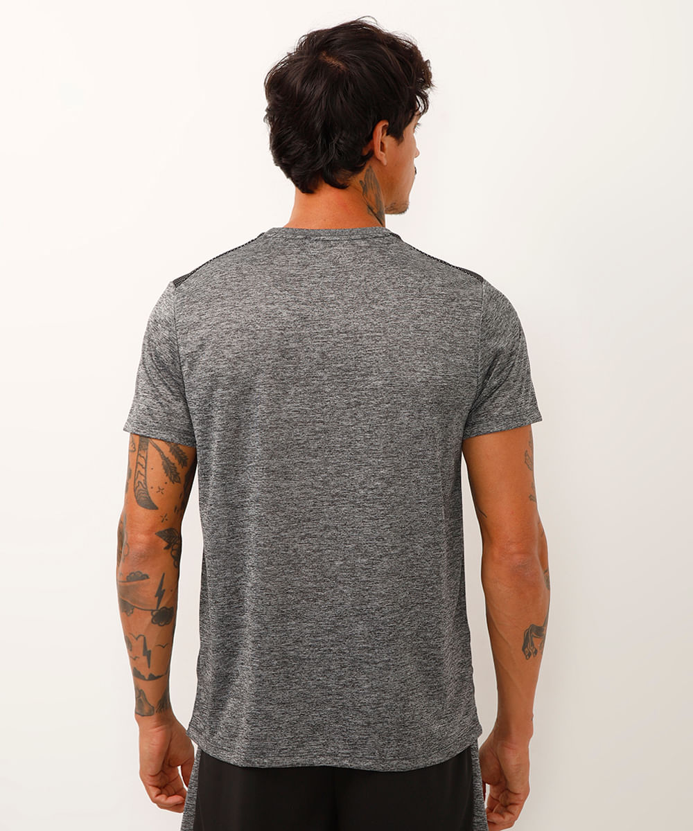 camiseta masculina esportiva ace com recorte - cinza mescla