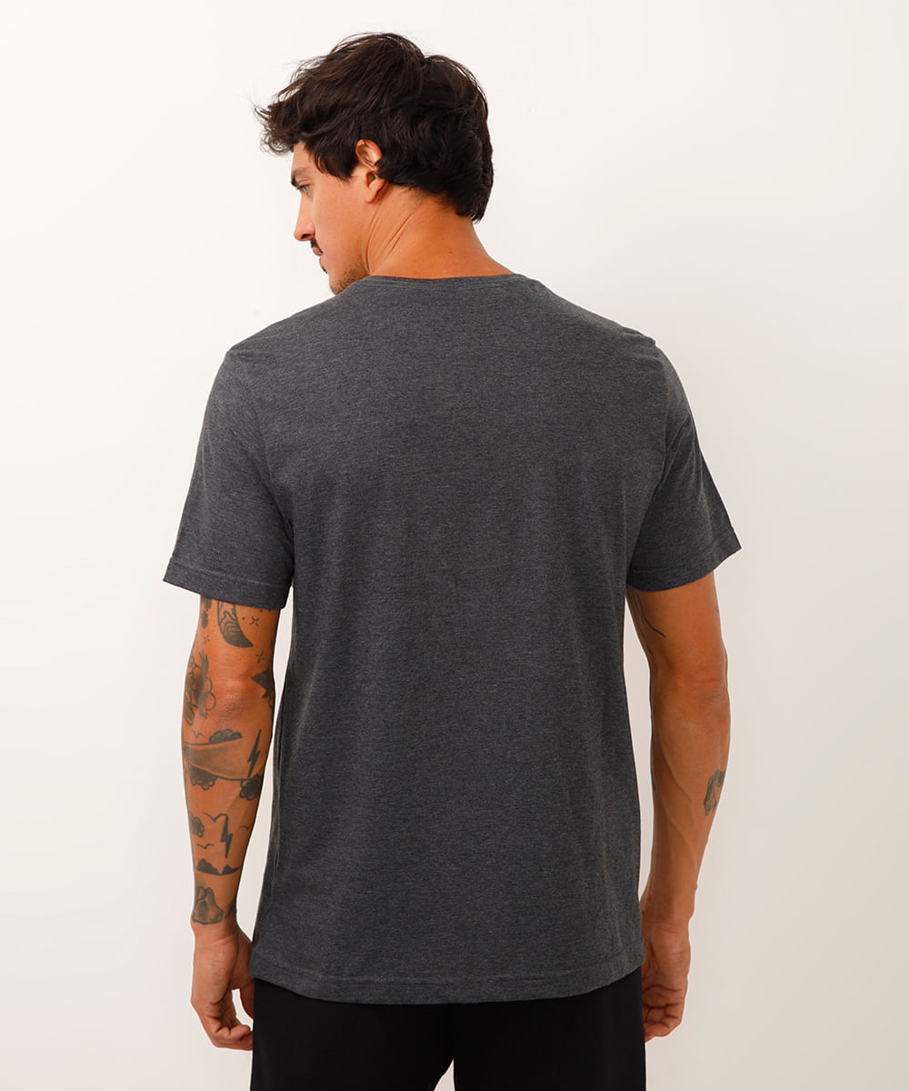 camiseta manga curta capitão américa cinza mescla escuro