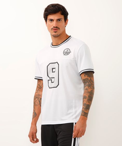 camiseta com recorte brooklyn manga curta esportiva branco