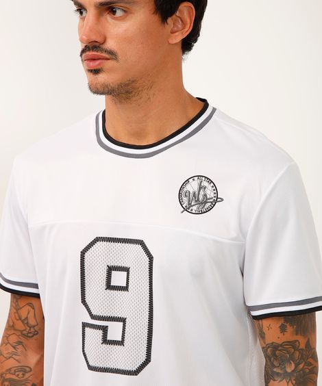 camiseta com recorte brooklyn manga curta esportiva branco