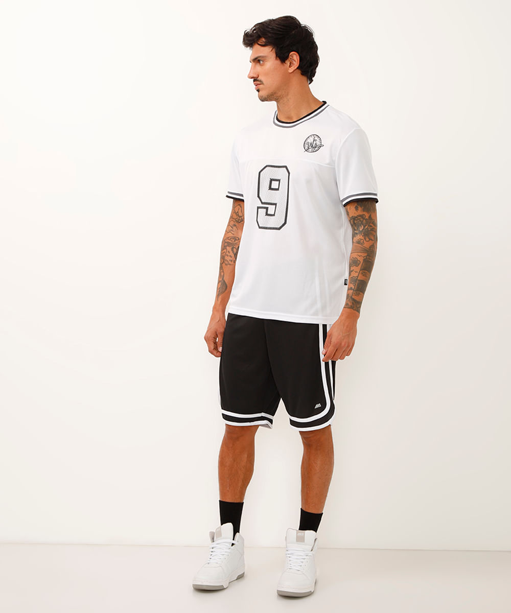 camiseta com recorte brooklyn manga curta esportiva branco