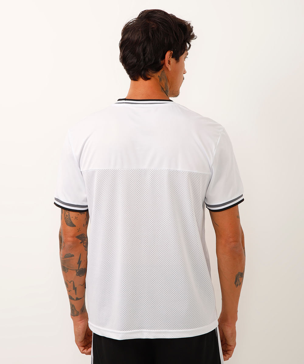 camiseta com recorte brooklyn manga curta esportiva branco