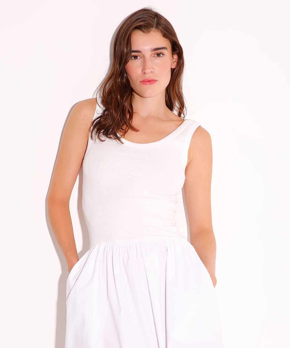 vestido midi mindset off white