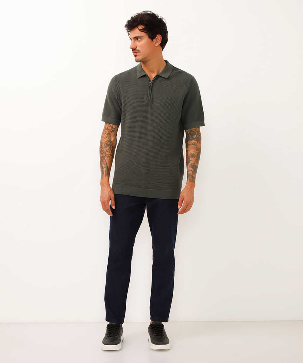 calça jeans chino slim cropped azul
