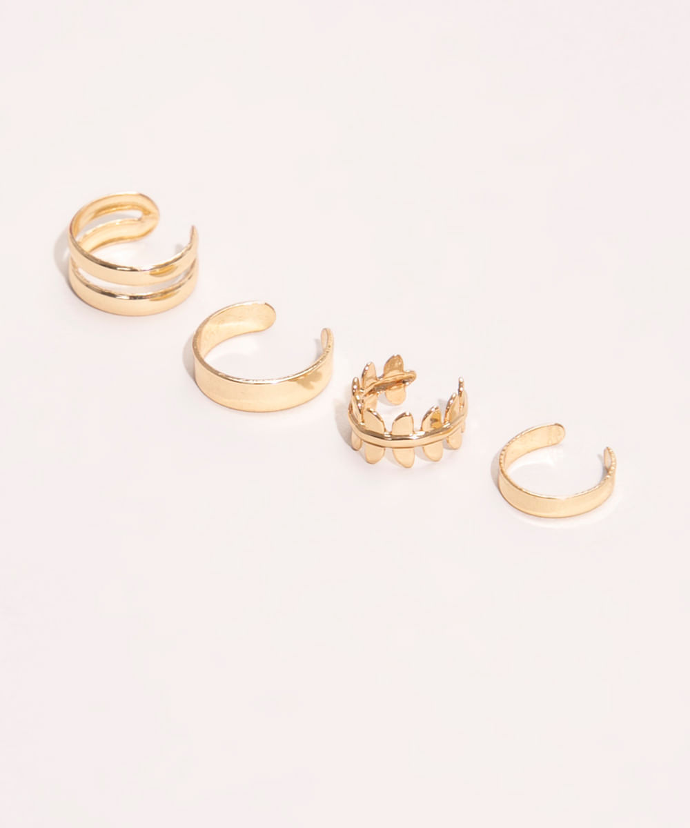 kit de 4 earcuffs dourado