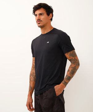 camiseta de poliamida com recortes manga curta esportiva ace preto