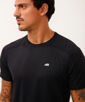 camiseta de poliamida com recortes manga curta esportiva ace preto