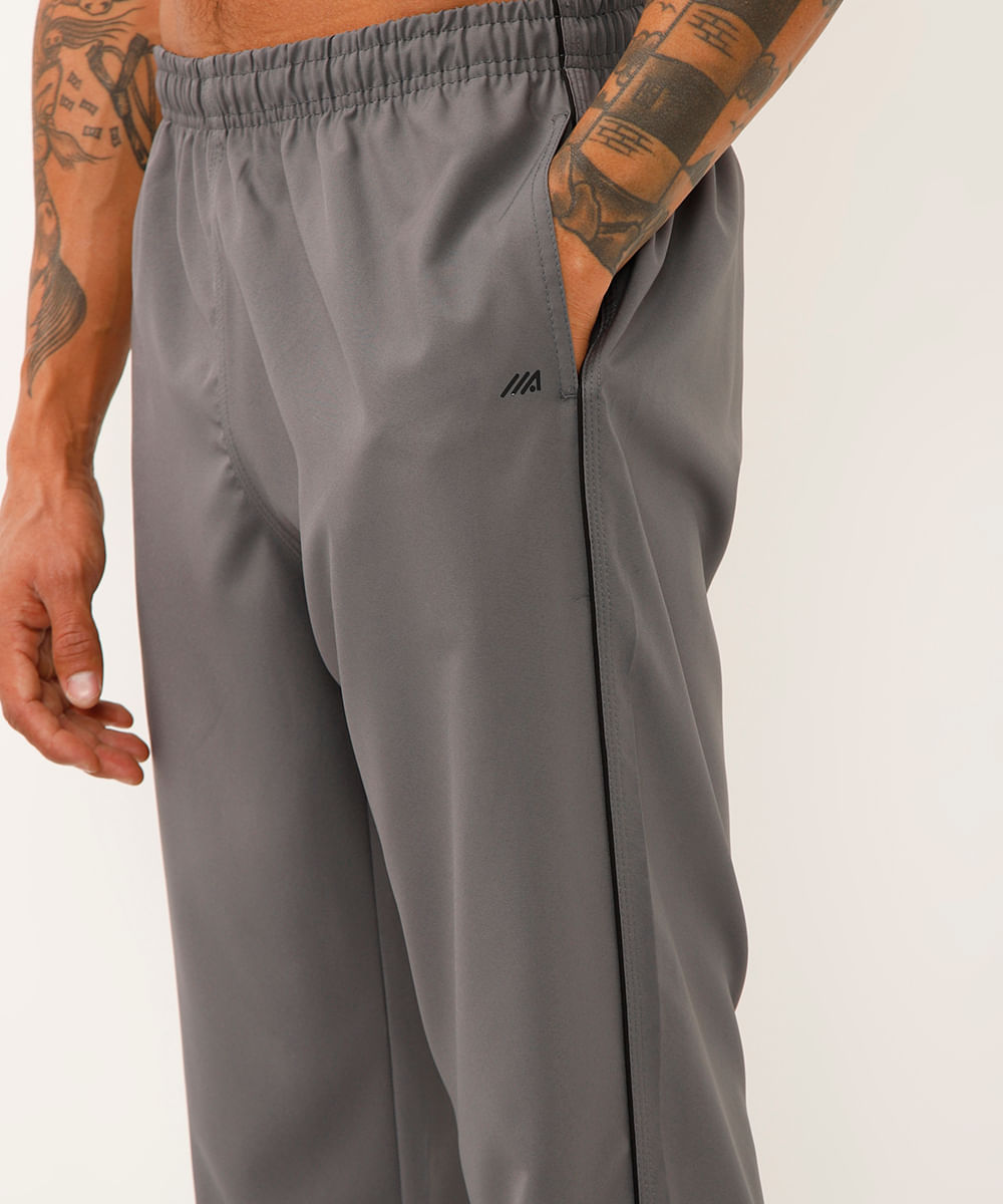 Calça Masculina Esportiva Ace Básica com Vivo Contrastante Cinza