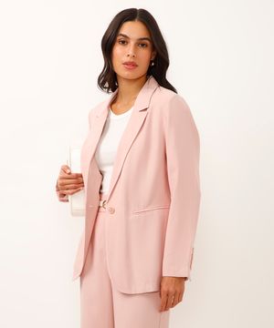 blazer de viscose alongado rosa