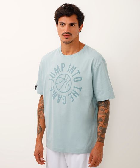 camiseta esportiva oversized de algodão azul