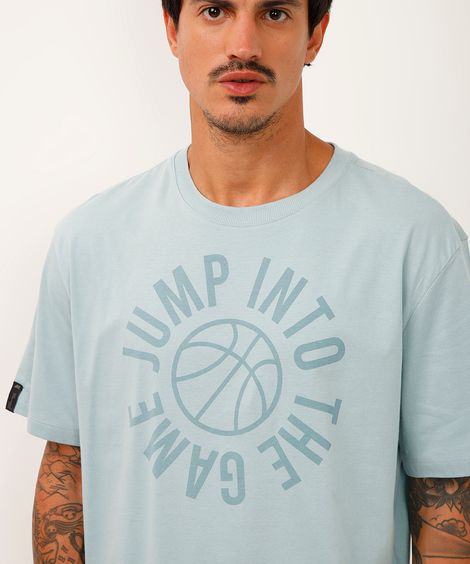 camiseta esportiva oversized de algodão azul