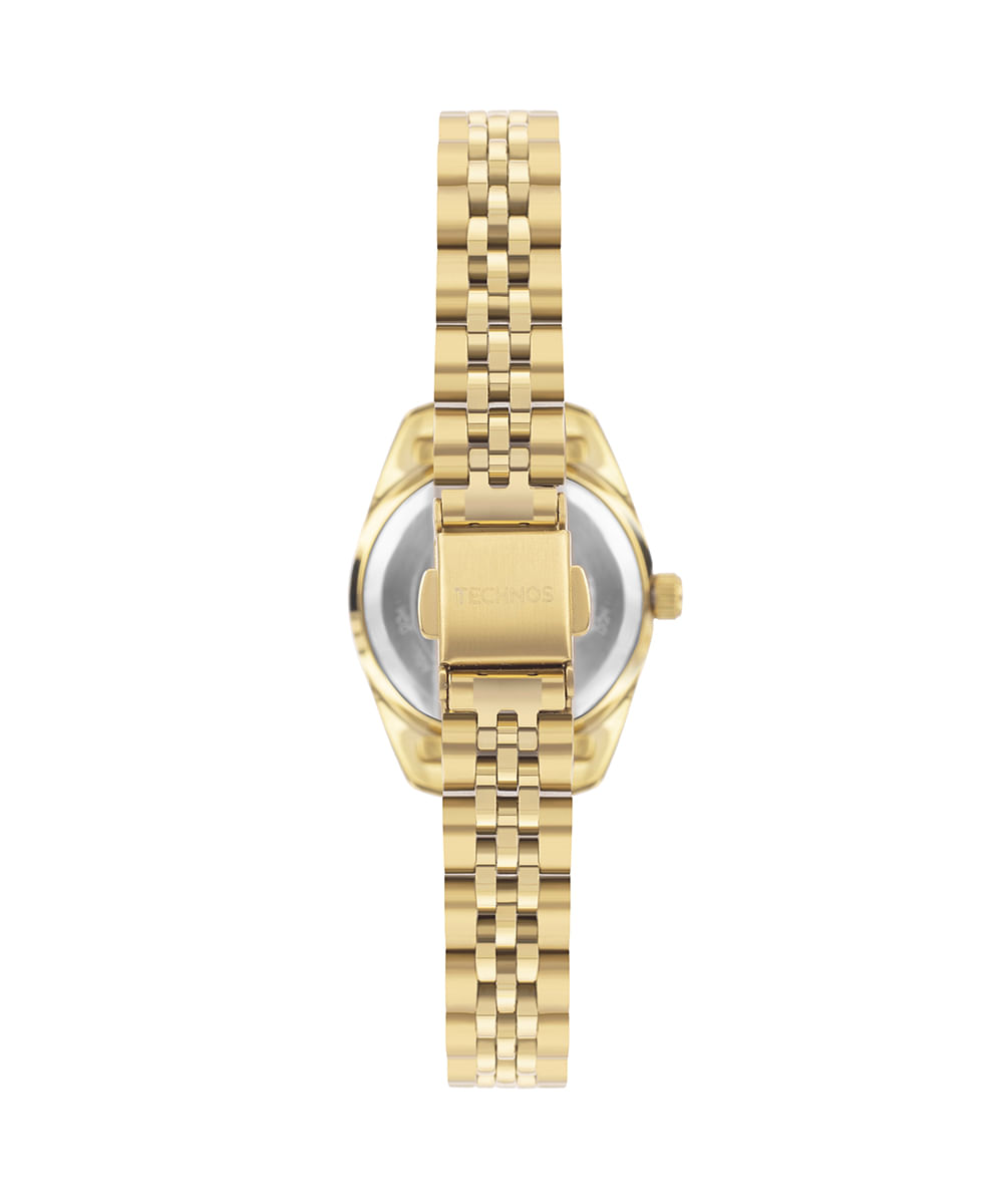 relógio technos 2015cel1x analógico dourado