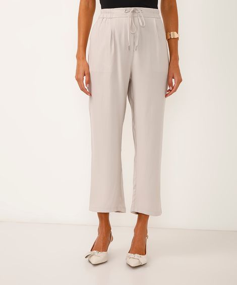 calça jogger de alfaiataria cós com elástico e cordão cinza