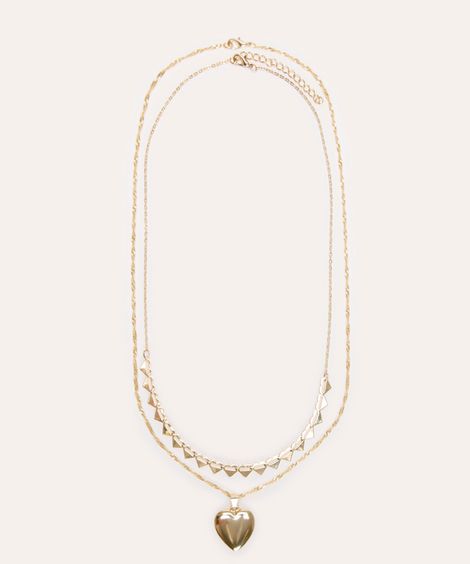 kit de 2 colares corações dourado