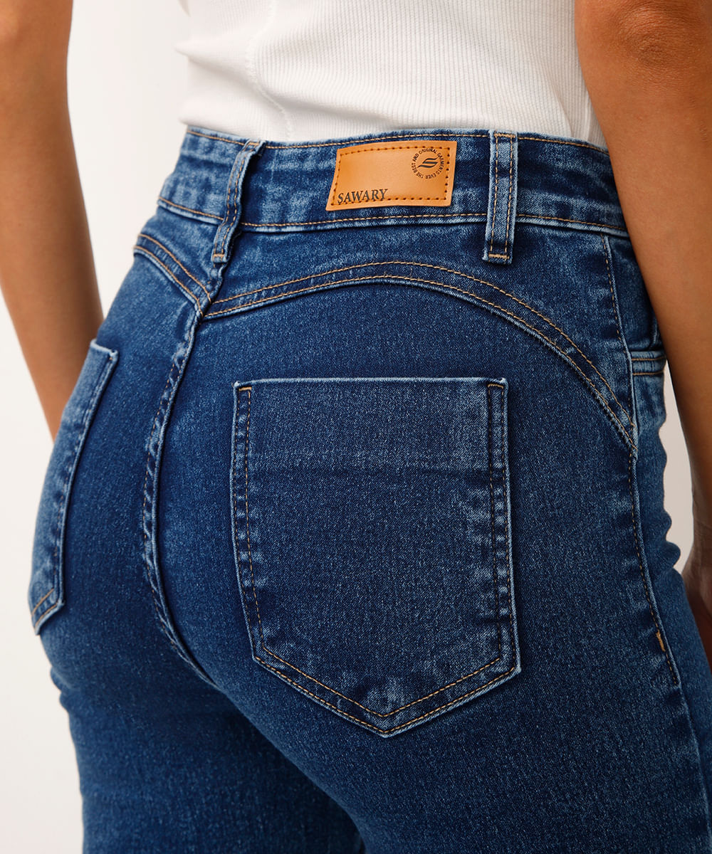 calça jeans flare sawary jeans médio