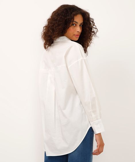 camisa oversized de algodão manga longa off white