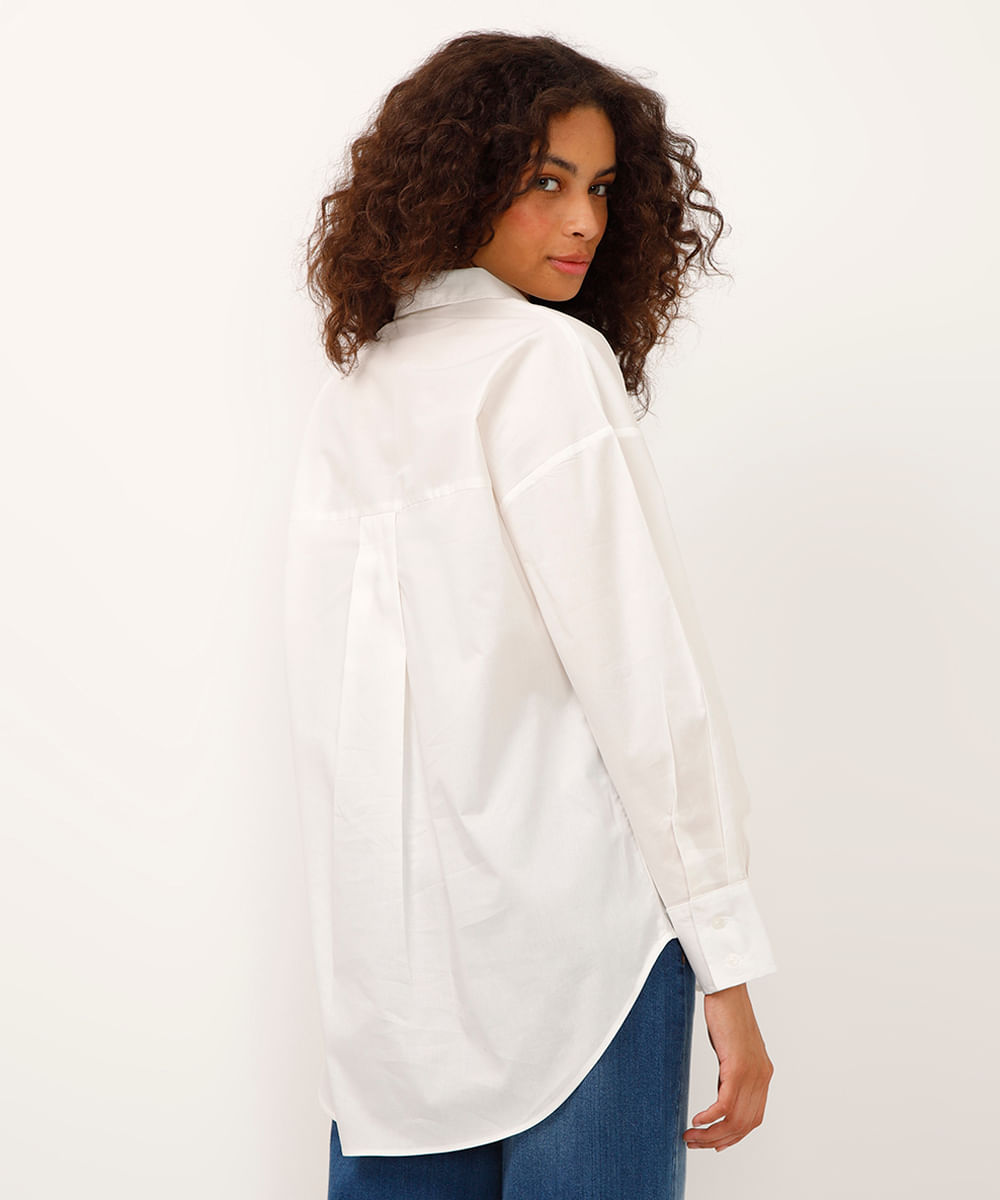 camisa oversized de algodão manga longa off white