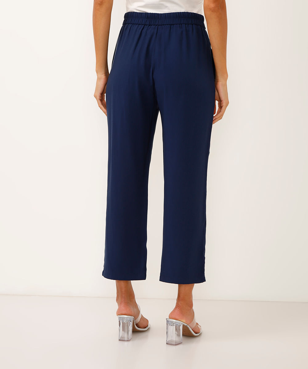 calça jogger de alfaiataria cós com elástico e cordão azul