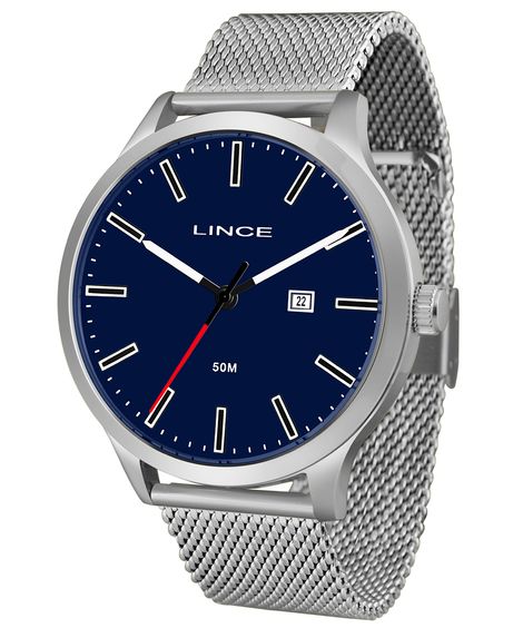 relógio masculino lince analógico calendário mrm4494l d1sx prateado