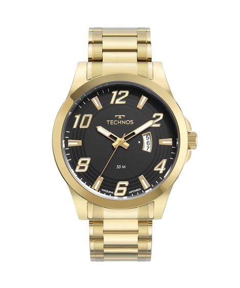 relógio technos 2115mxz1p analógico dourado