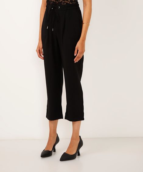 calça jogger cós com elástico e cordão preta