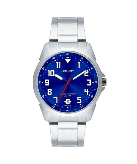 relógio orient mbss1154a-d2sx analógico com calendário prateado
