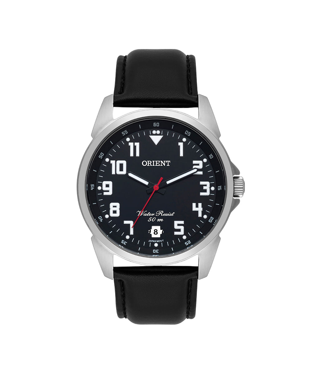 relógio orient mbsc1031-p2px analógico com calendário prateado