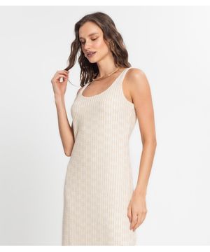 Vestido Midi Feminino Em Tricot Endless Bege