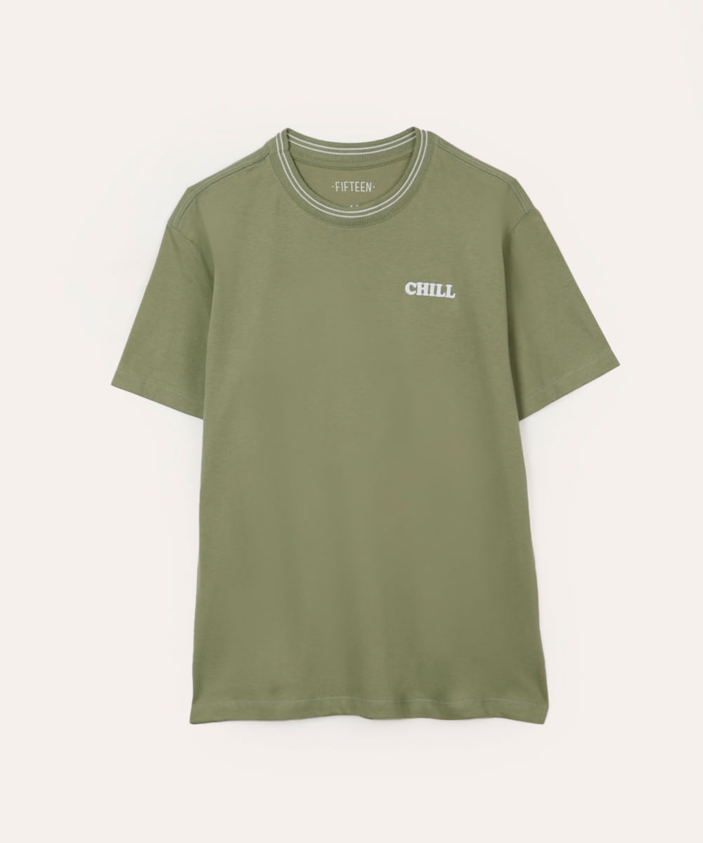 camiseta de algodão juvenil manga curta chill verde