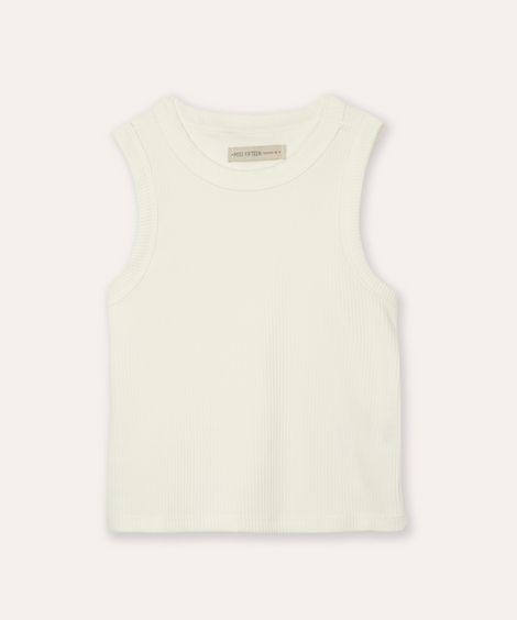 regata cropped de algodão juvenil off white